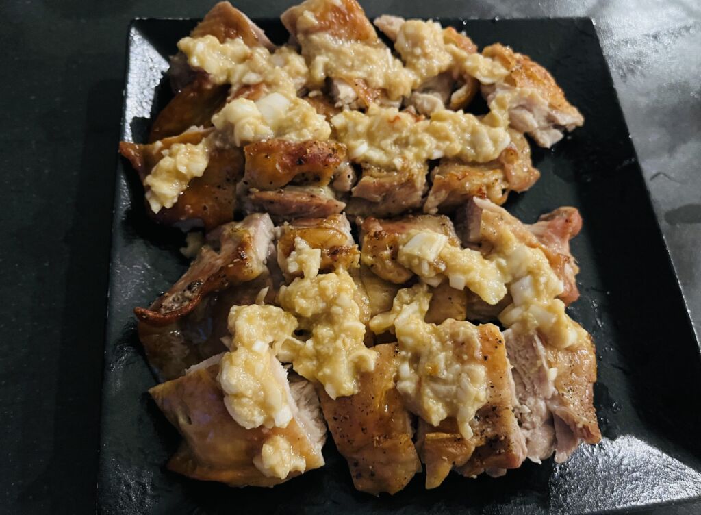 鶏ももオーブン焼きネギ味噌添え